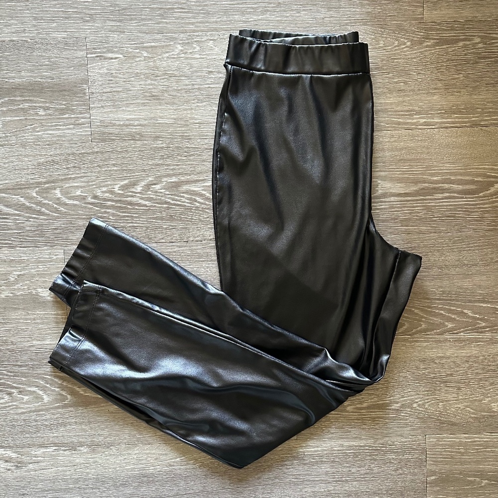 HALSTON | faux leather zip ankle leggings